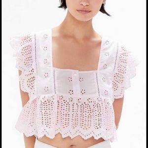 UO Cropped Eyelet Blouse